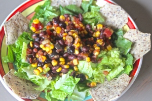 No need for any dressing. Once this salad is mixed up the salsa adds plenty of "wet" to the lettuce.  Good stuff!